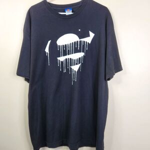 Alstyle Apparel Mens Superman Paint Drip Logo Frontside Graphic Tee XL